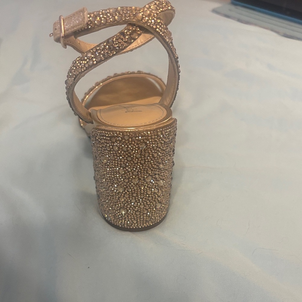 Betsey Johnson Gold and Teal Sandals 9.5 great for prom, wedding, formals - Picture 5 of 5